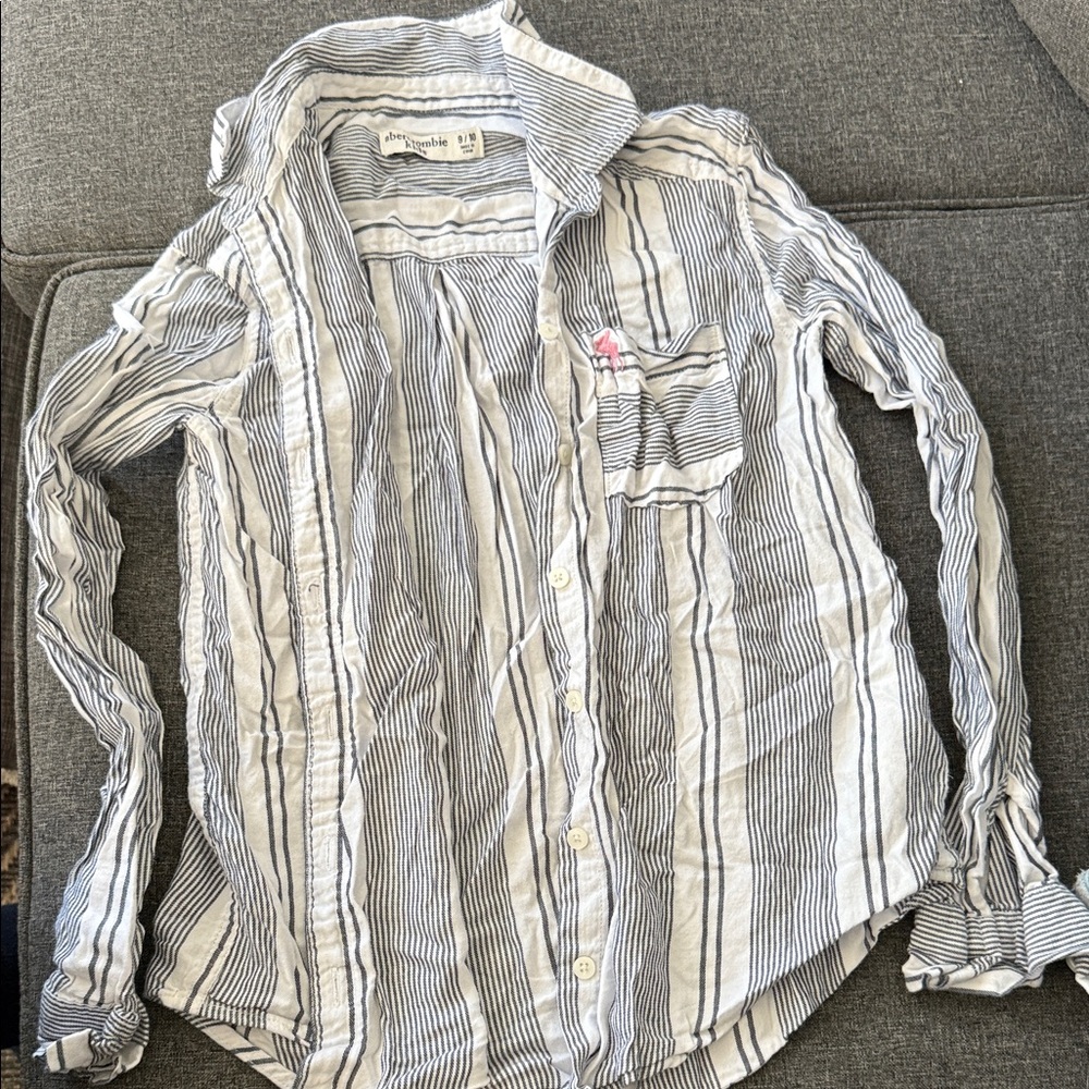 Abercrombie Kids Black and White Striped Button-Down Shirt